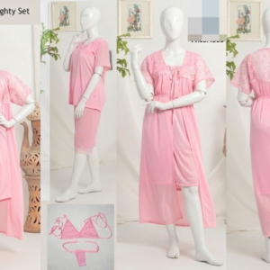 Elegant 6 PCs Bridal Satin Nighty Set