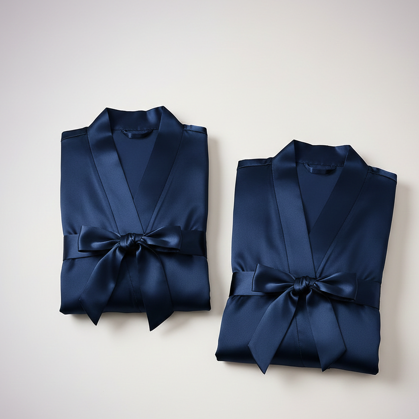 Elegant Silk Couple Gown Set - Image 6