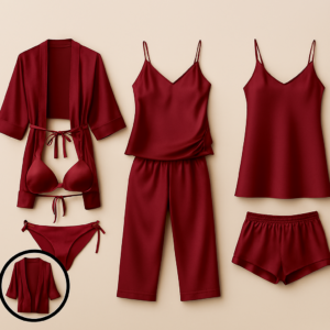 Luxurious 7-Piece Satin Sleepwear Set